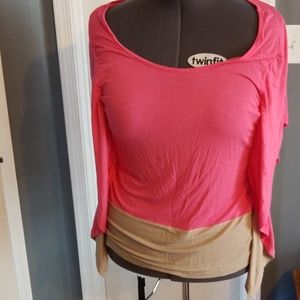 Lane Bryant Pink and tan color block top 18/20